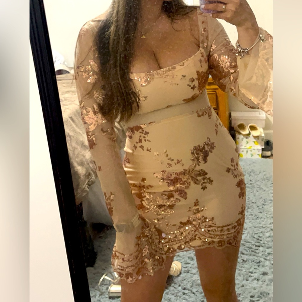 Mini Dress Wine red and Beige